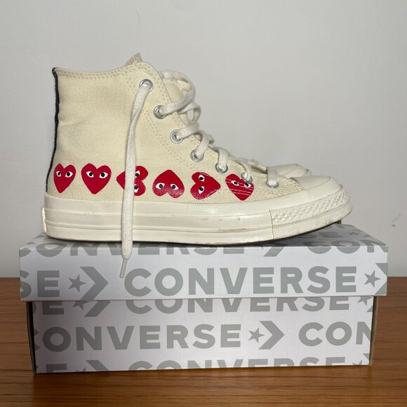 Comme des Garcons PLAY x Converse High-Top Sneakers Men's 6 / Woman's 8 - Picture 9 of 15